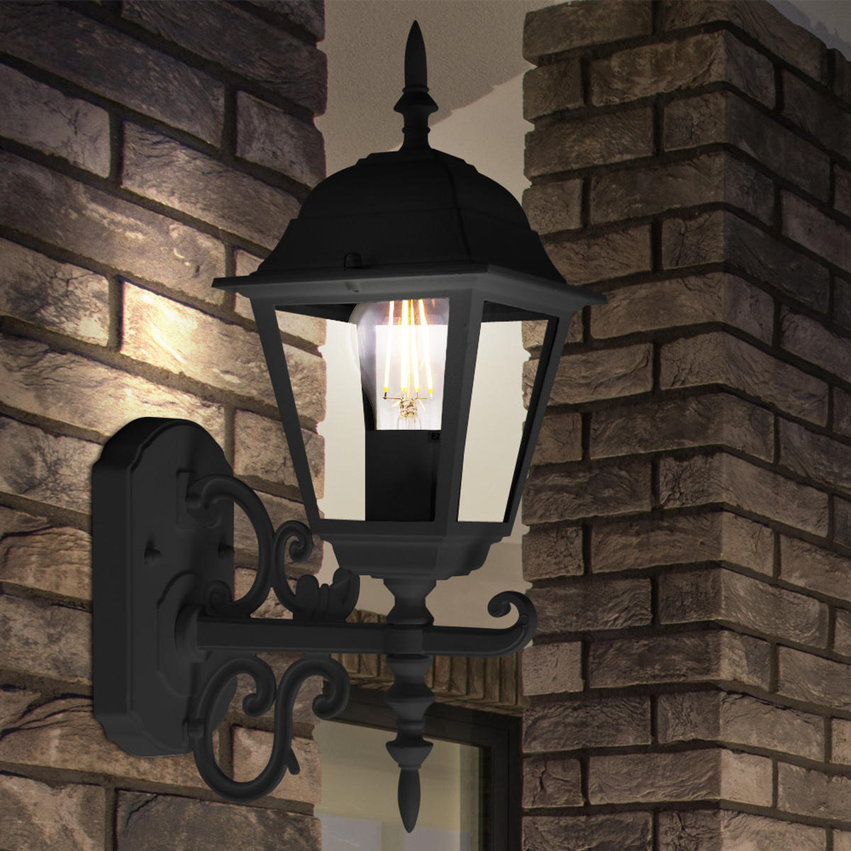 WANDLEUCHTE Aluminium Schwarz Glas Klar - Schwarz, Glas (22.5/14.8/40cm)