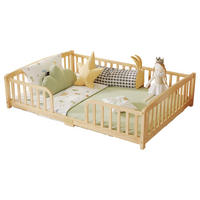 KINDERBETT, Bodenbett 140x200 cm mit Rausfallschutz aus Kiefer, Natur - Naturfarben, Holz/Holzwerkstoff (140/200cm) - LVHOM