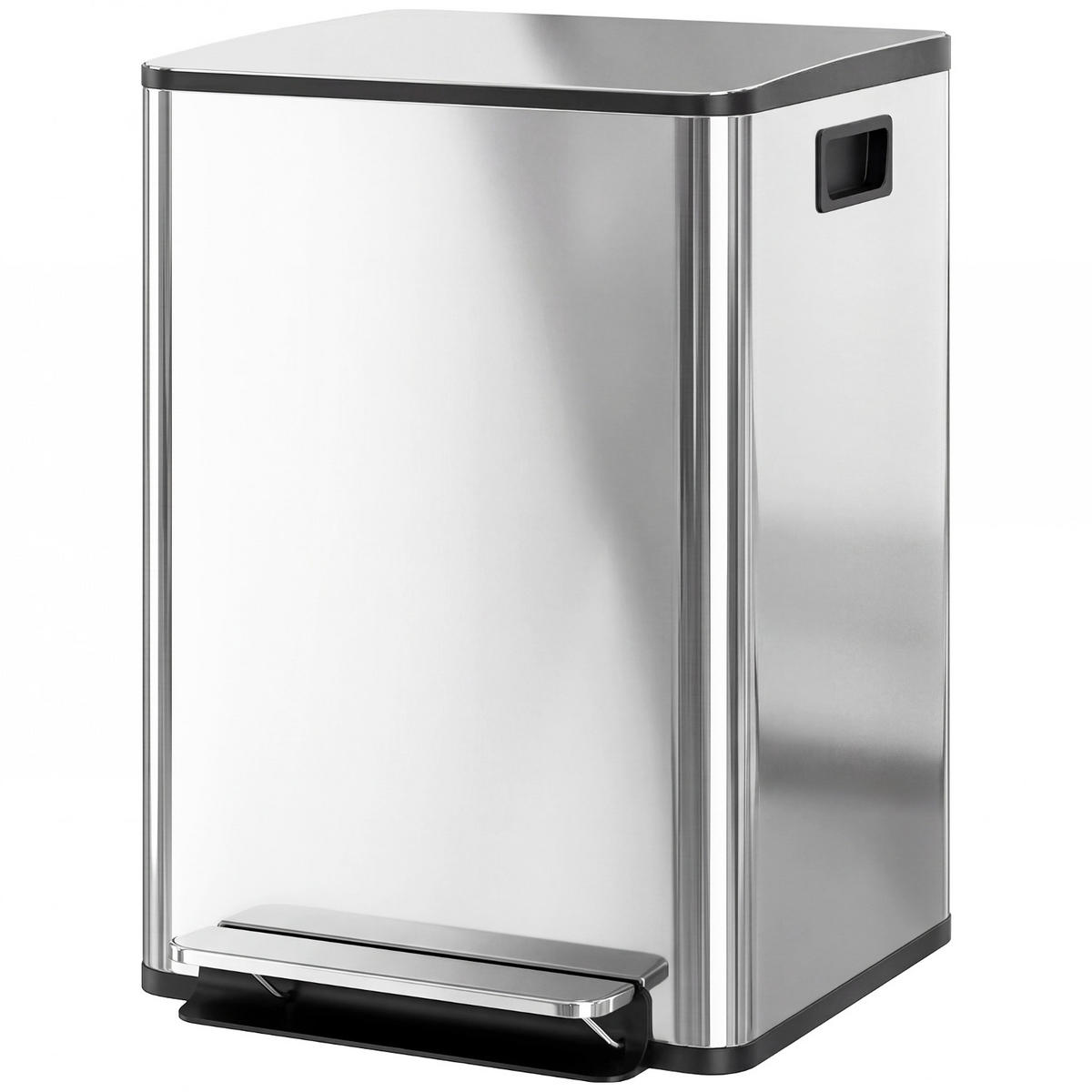 MÜLLEIMER MÜLLTRENNUNG 2X20L 41,8/36,7/58 cm Edelstahl Silber Tretmülleimer Küche - Silberfarben, Metall (36.7/58/41.8cm) - Rolipo