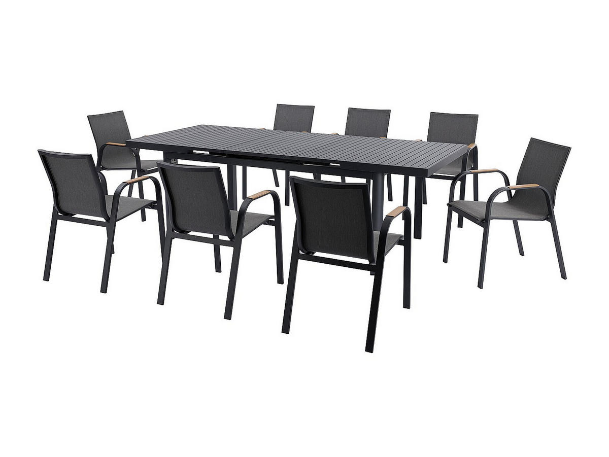 GARTENESSGRUPPE im Set - 6 -Sitzer - Aluminium - anthrazitgrau - ZEYVA - Anthrazit, Metall - Vente-Unique