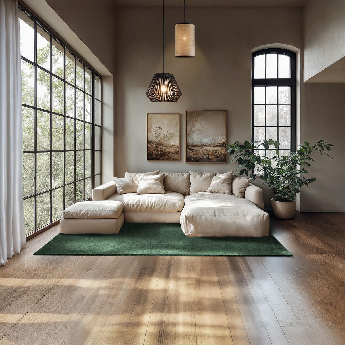 KURZFLORTEPPICH Soft Zone,rutschfeste Unterseite,grün - Grün, Kunststoff (200/140cm) - tectake