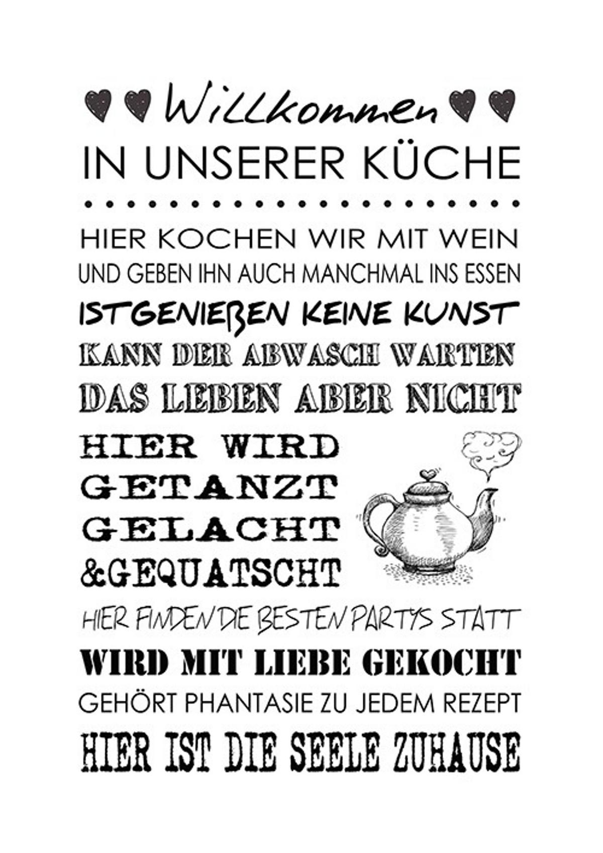 POSTER DIN A4 21x29,7 cm Küche Spruch Typografie - Weiß, Papier (21/29.7/2cm) - artissimo