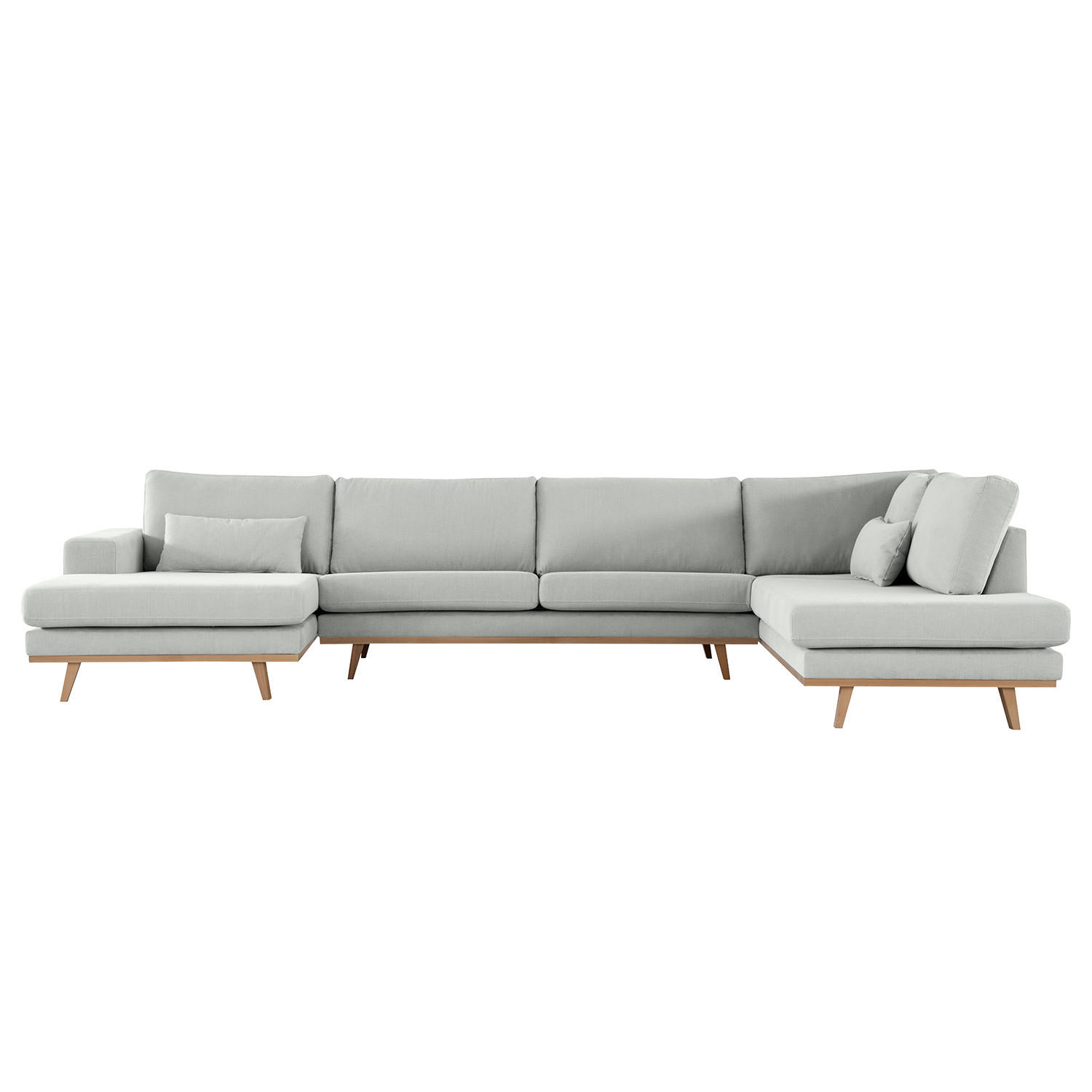 WOHNLANDSCHAFT mit Longchair - Buchefarben/Grau, Textil (371/81/219cm) - home24