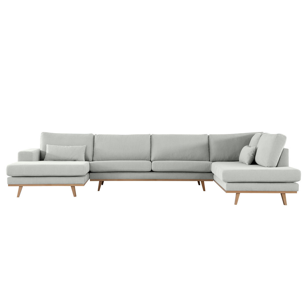 WOHNLANDSCHAFT mit Longchair - Buchefarben/Grau, Textil (371/81/219cm) - home24