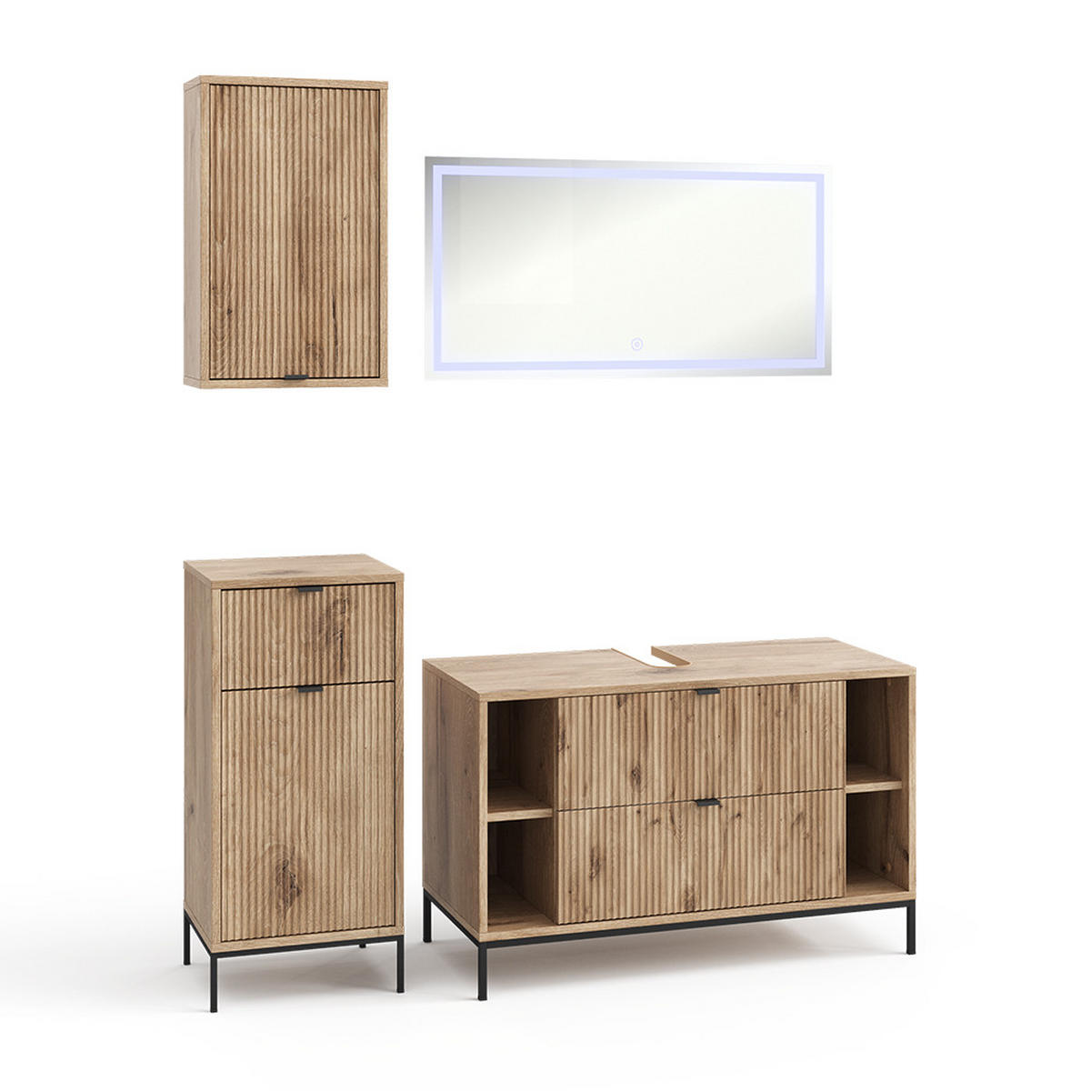 BADMÖBEL-SET Eliza Viking Oak 4 Teile - Eichefarben, Holzwerkstoff (100/63/45.1cm) - Vicco