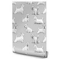 VLIESTAPETE Westie-Hunde – Grau, Weiß – 50x1000 cm - Weiß/Grau, Papier (50/1000cm) - Muralo