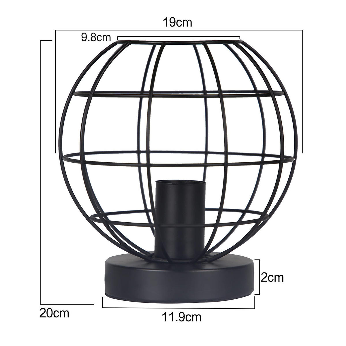 TISCHLAMPE Kaelen 19/19/20 cm - Schwarz, Metall (19/19/20cm) - ZMH