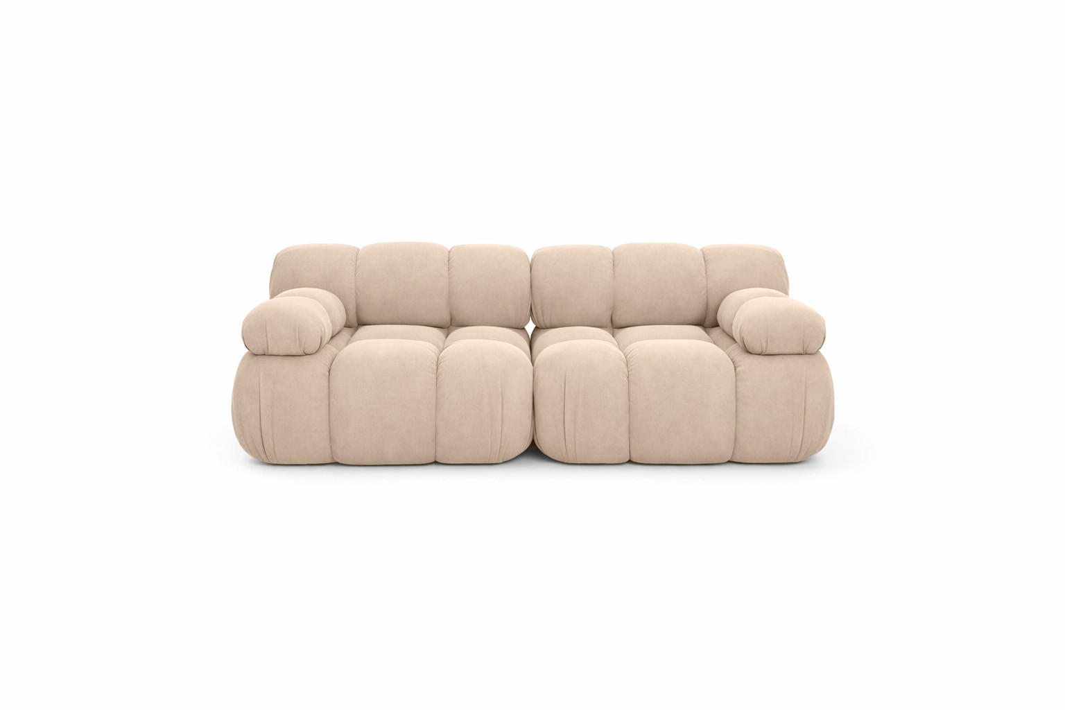 COUCH, 2-Sitzer Modular, Veloursstoff Salvador, Beige, Selia - Beige, Holz (190/70/95cm) - Kaiser Möbel