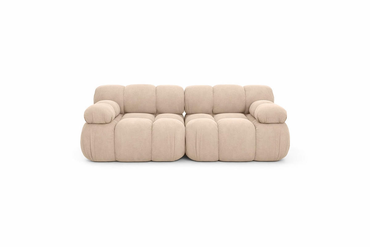 COUCH, 2-Sitzer Modular, Veloursstoff Salvador, Beige, Selia - Beige, Holz (190/70/95cm) - Kaiser Möbel
