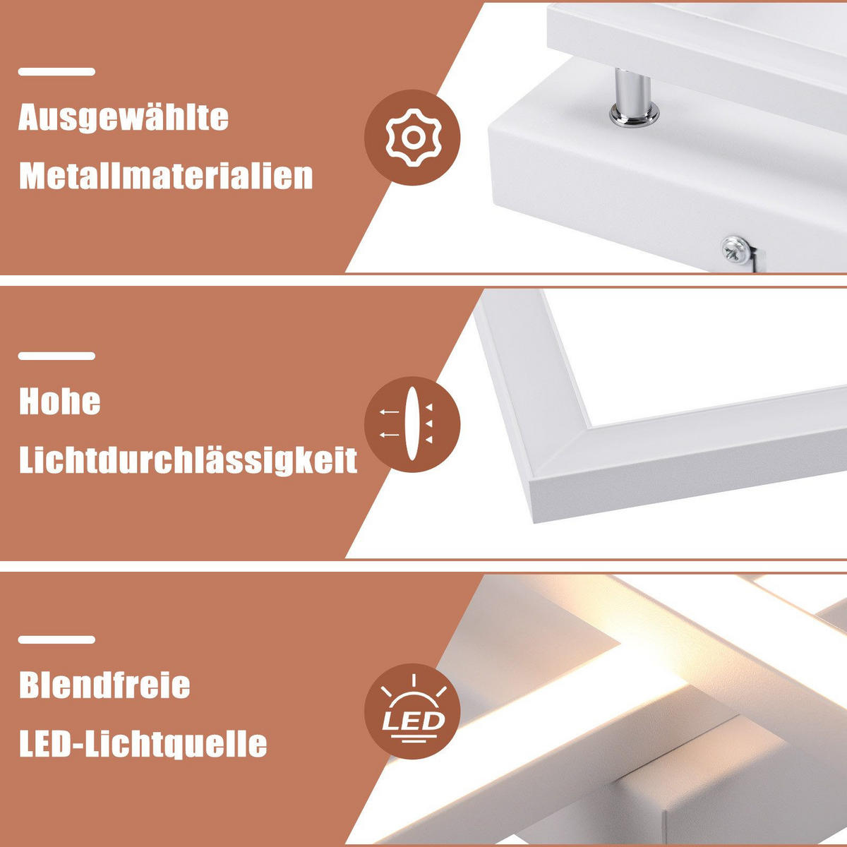 LED-DECKENLEUCHTE Görlitz 46.1/46.1/5.8 cm - Weiß, Metall (46.1/46.1/5.8cm) - Nettlife