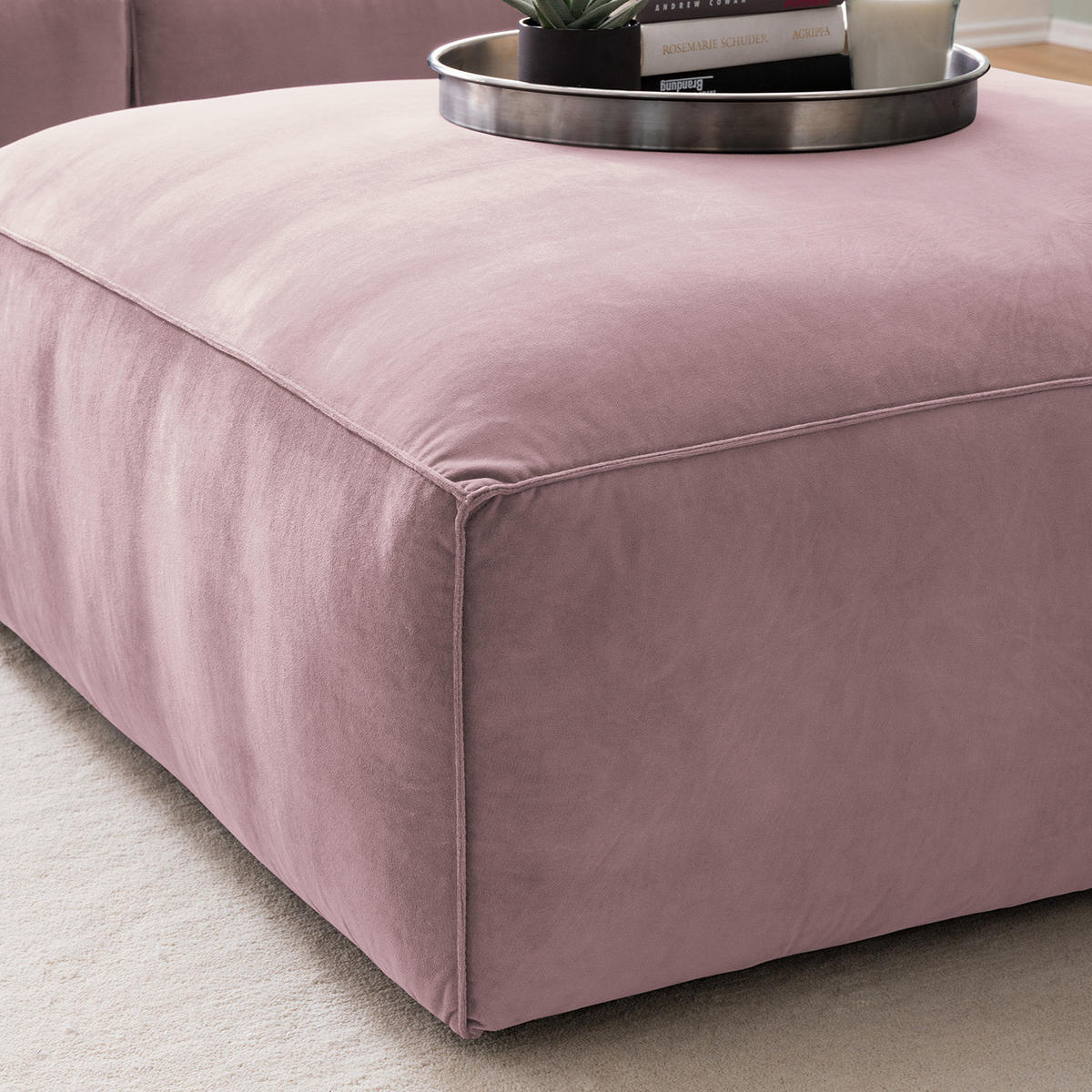 POLSTERHOCKER - Mauve/Schwarz, Kunststoff/Textil (92/42/92cm) - home24