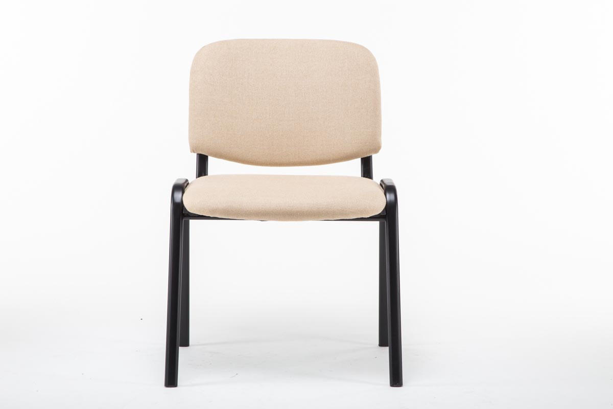 BESUCHERSTUHL Keen mit Stoffbezug, Gestell Schwarz / Bezug Creme - Schwarz/Naturfarben, Textil/Metall (53/83/53cm) - TPFLiving