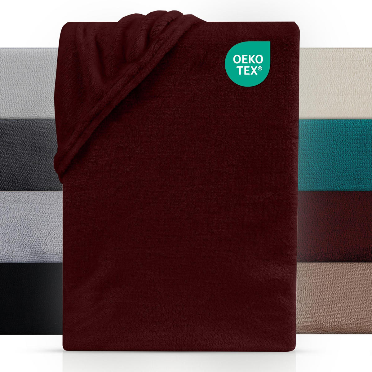 BOXSPRING-SPANNBETTLAKEN Cashmere Touch 180-200x200-220 cm, Warmes Winter Bettlaken Bordeaux - Bordeaux, Textil (200/220cm) - Carpe Sonno