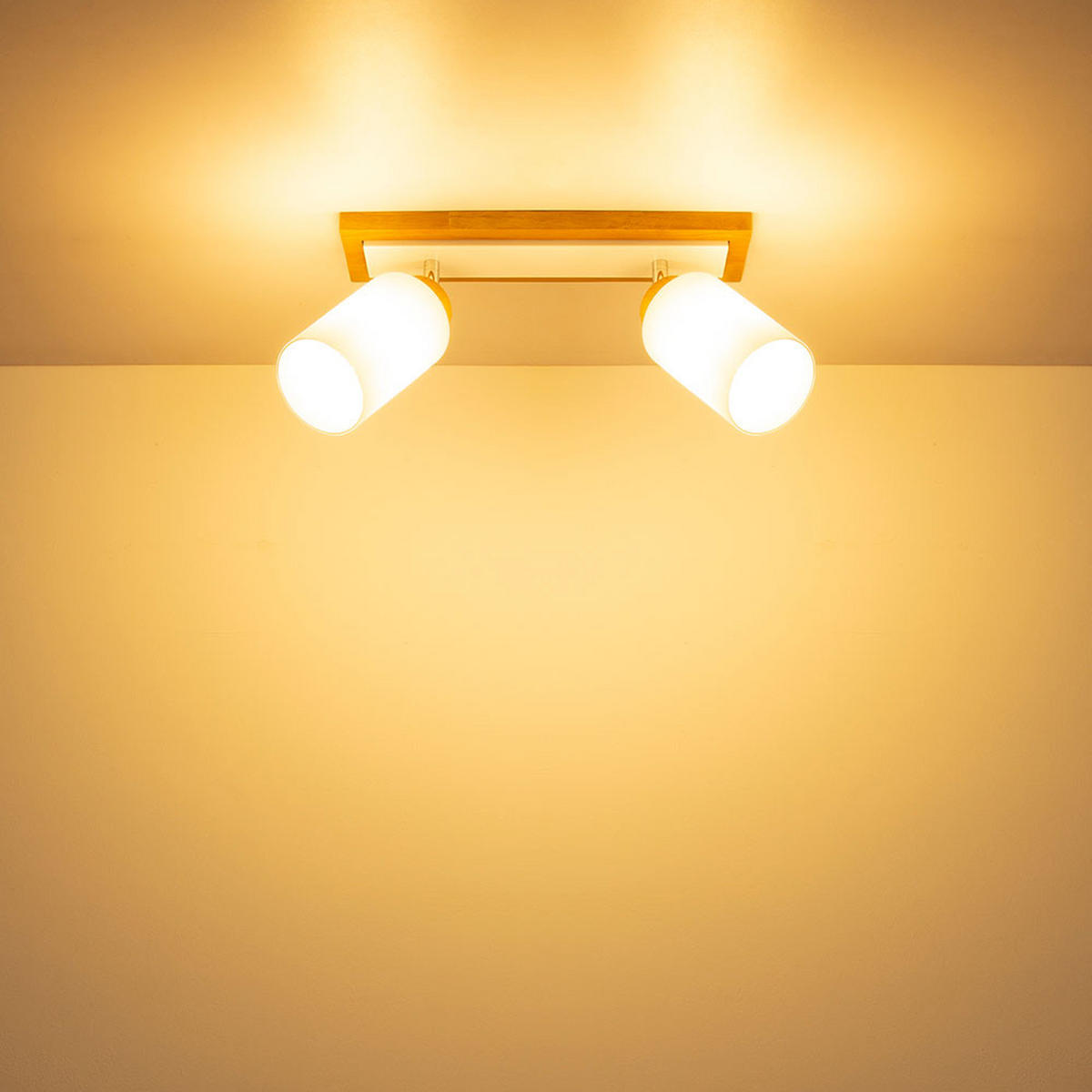 LED DECKENLEUCHTE Holz Braun, Metall Weiß, schwenkbar - Klar, Holz (60/10.3/22cm) - Globo Lighting