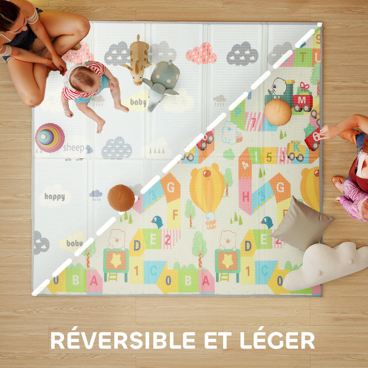 SPIELMATTE DE-18922 faltbar, reversibel, 200x180 cm Multicolor - Multicolor, Kunststoff (180/200cm) - ComfortXL