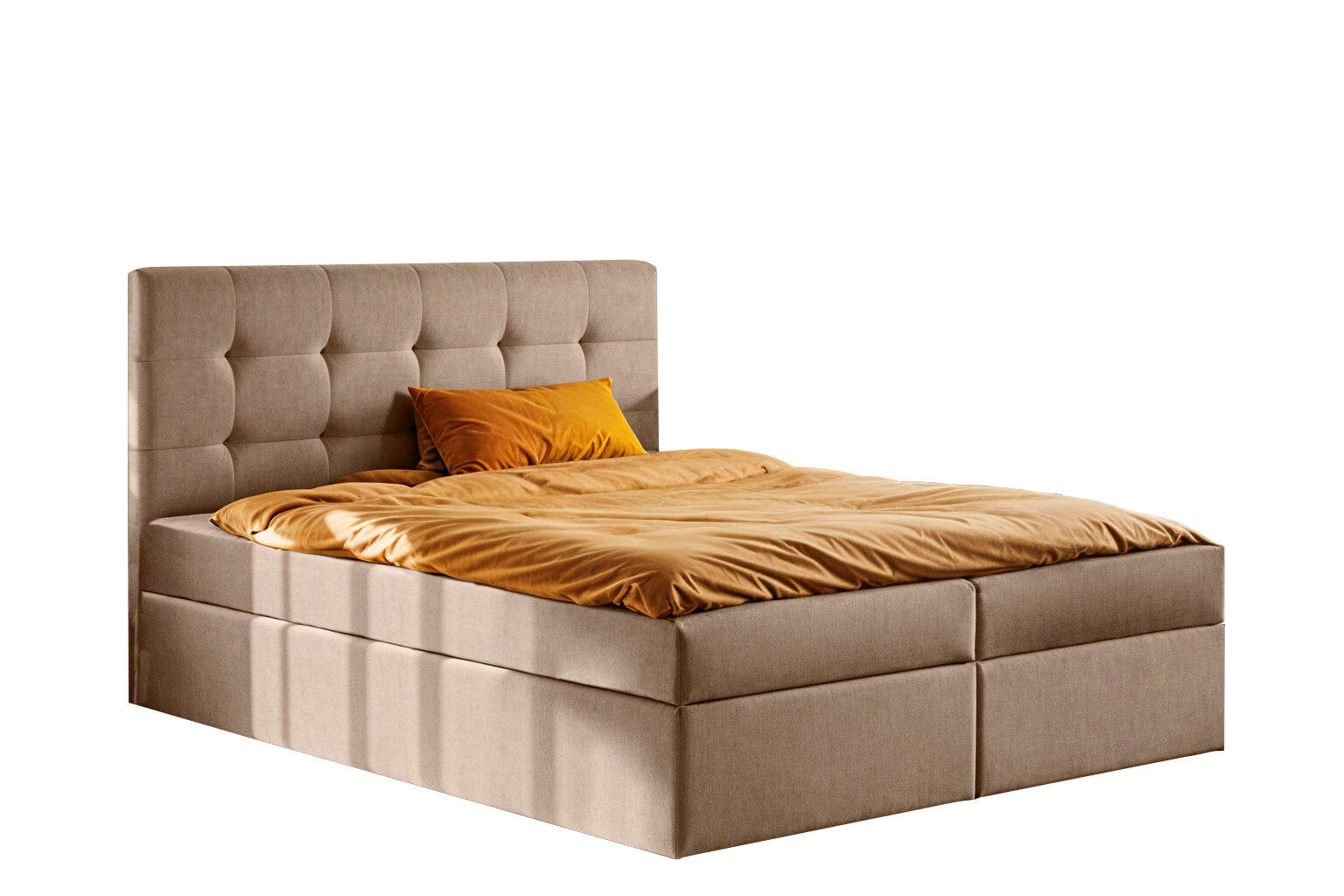 BOXBETT Mit Matratze Und Bettkasten LUDANO Stoff Noel Beige 120x200 cm H3-Bonell - Beige, Holz (120/200cm) - Kaiser Möbel