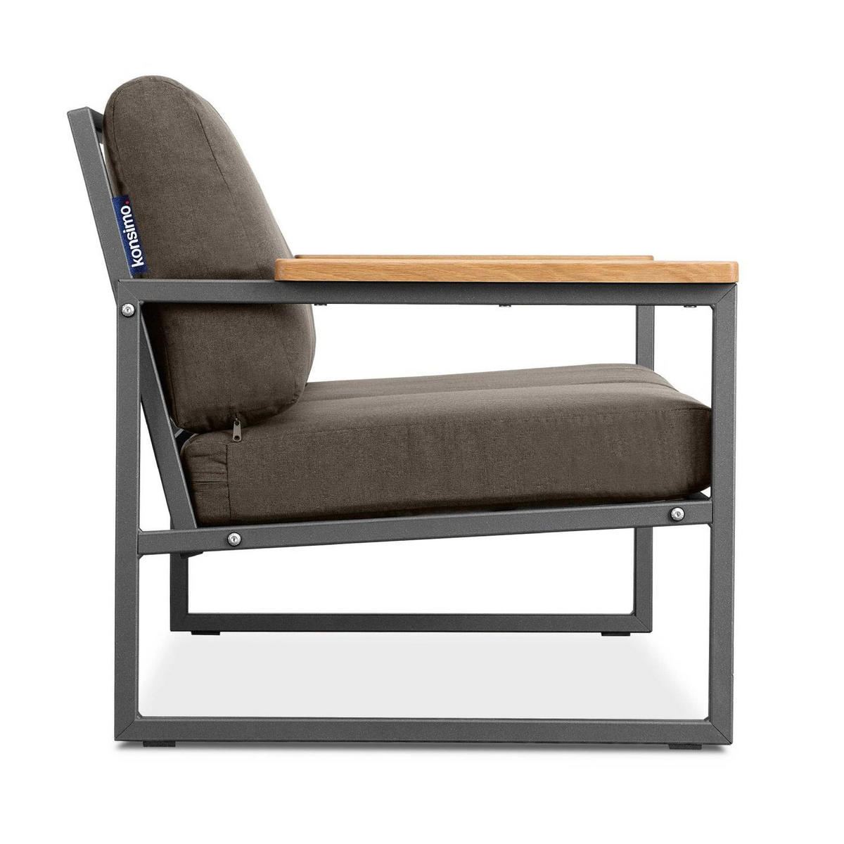 GARTENSOFA TRIBO 2-Personen ,Anthrazit|Beige - Anthrazit/Beige, Holz/Textil (130/65/60cm) - KONSIMO®
