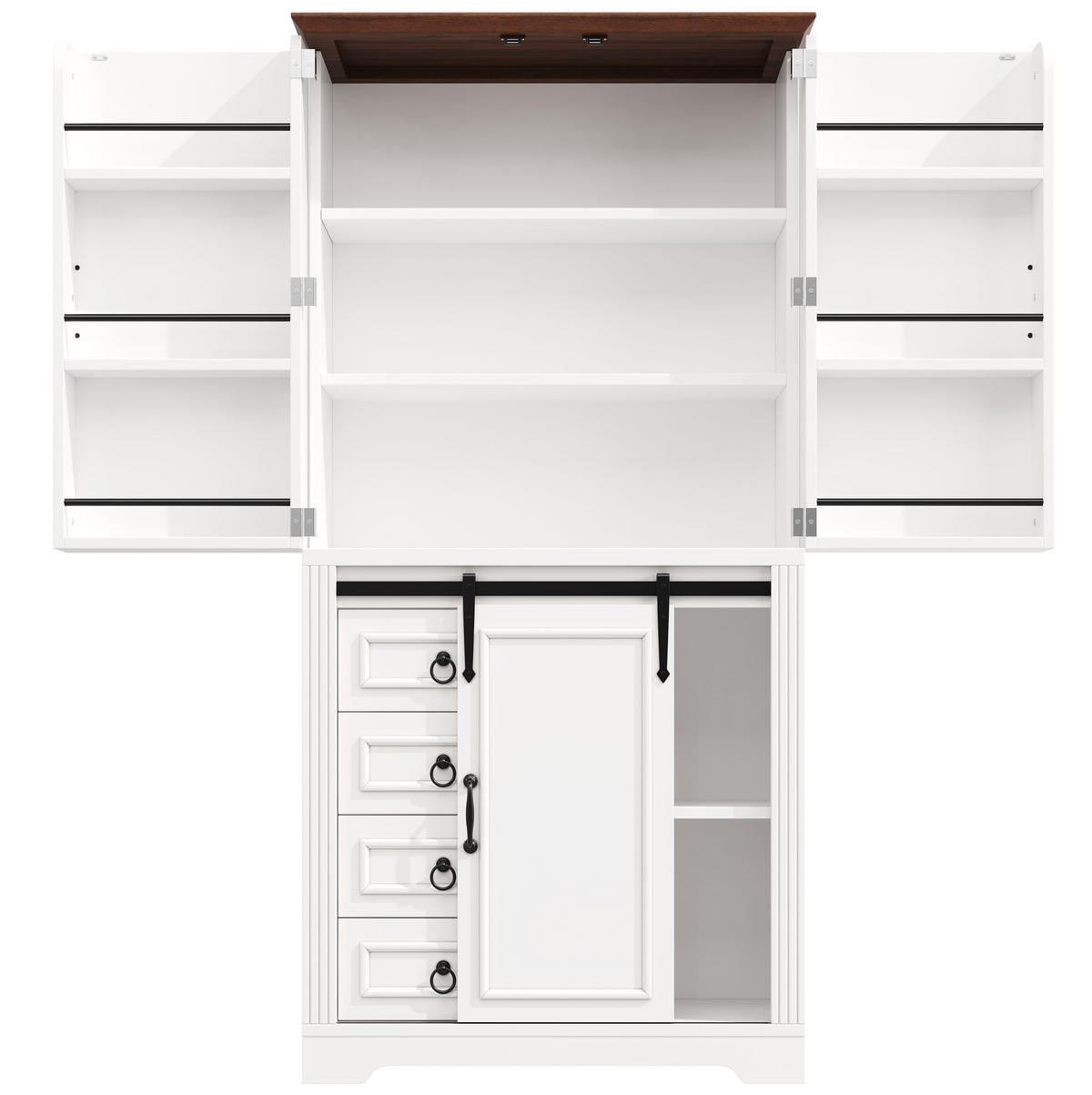 HOCHSCHRANK mit 4 Schubladen 80 x 39,8 x 180 cm MDF Weiß - Weiß, Holzwerkstoff (40/180/80cm) - Meubliv