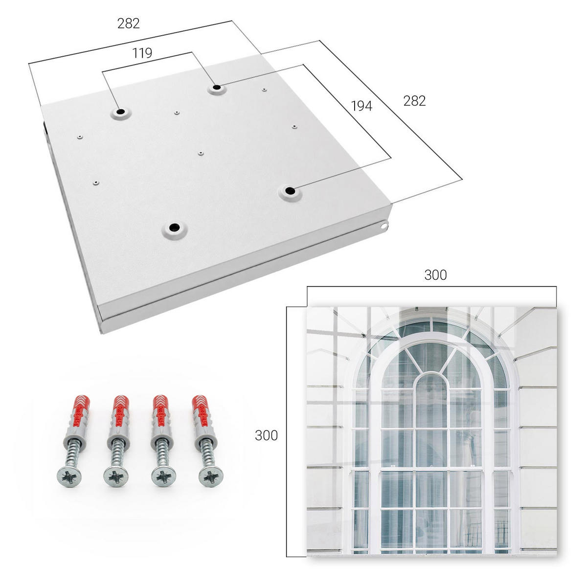SCHLÜSSELBOX Weiß 30x30 cm – Türöffnung nach rechts - Klassische Eleganz - Weiß, Metall (30/30/5cm) - TULUP