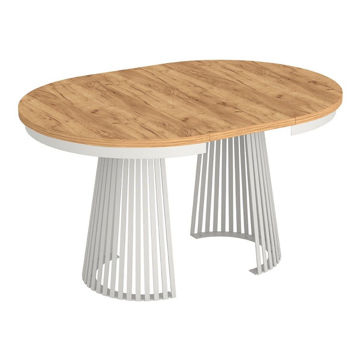 ESSTISCH Garda rund ausziehbar 100-180 x 100 x 76,6 cm Kraft Gold/Weiß - Honigeiche/Weiß, Holzwerkstoff (100/100/76.6cm) - Koseto