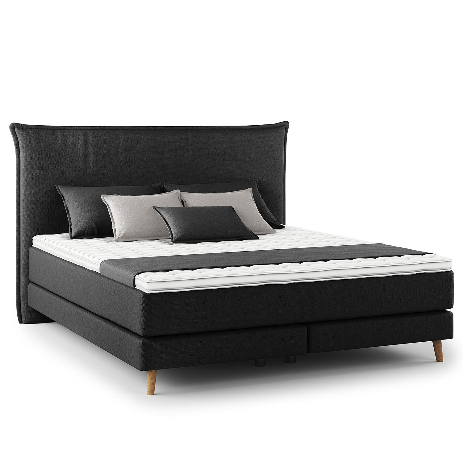 BOXSPRINGBETT - Klassisch - Schwarz, Holz (180/200cm) - home24
