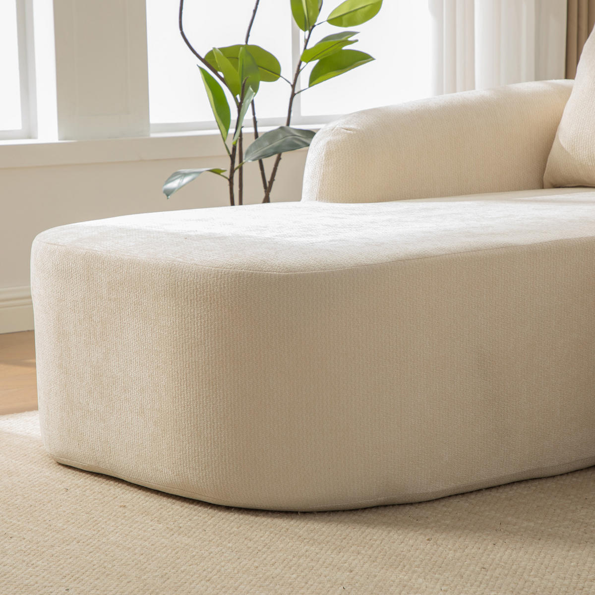ECKSOFA Chenille Beige mit Kissen - Beige, Textil (270/172cm) - WISHDOR