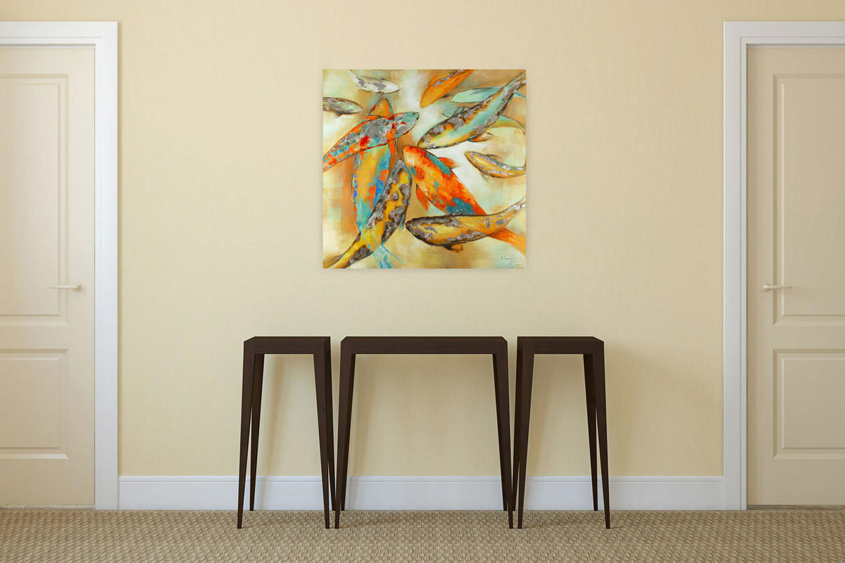 ACRYLBILD HANDGEMALT 80/80 cm - Gelb, Holz/Textil (80/80cm) - KUNSTLOFT