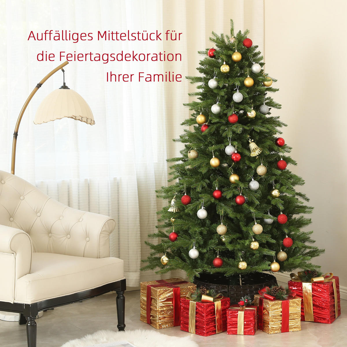 WEIHNACHTSBAUM 180 cm , Alpentanne, naturgetreu, Grün - Grün, Kunststoff (180cm) - HOMCOM
