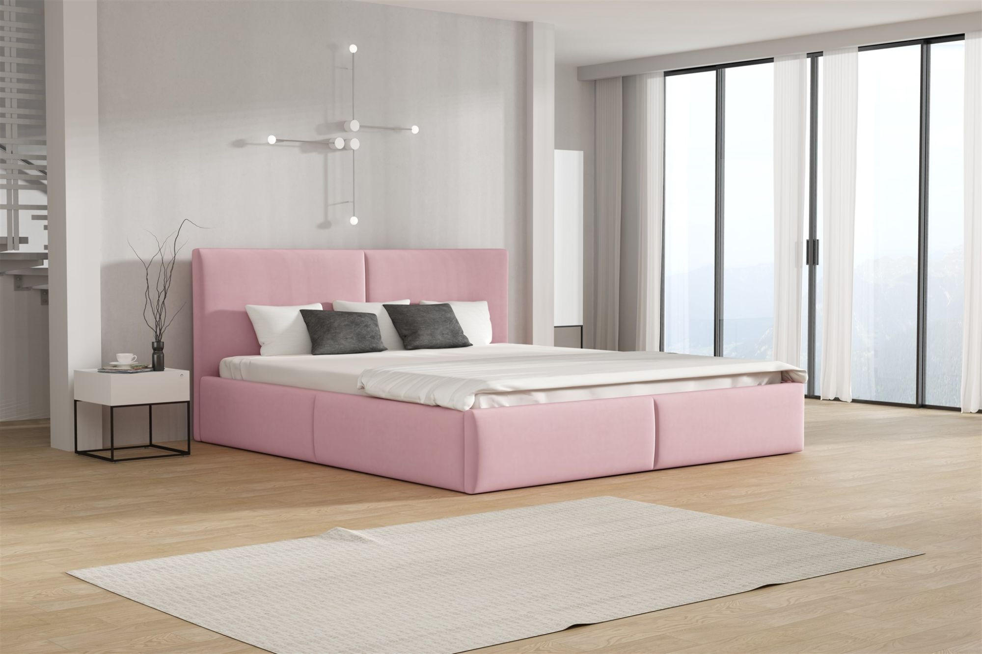 POLSTERBETT Bergen Magic Velvet Komplett - Rosa, Holzwerkstoff/Textil (120/200cm) - Fun Möbel