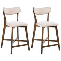 BARSTUHL 2er-Set Holz Cremeweiß/Braun Yuma - Weiß, Holz (50/93/54cm) - Beliani