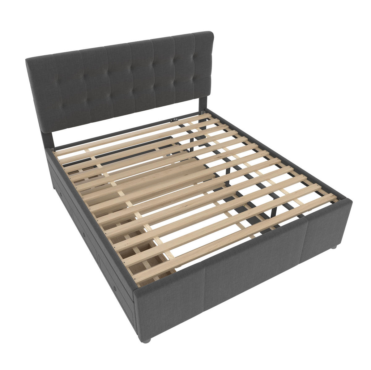 BETT mit Ausziehbett und 3 Schubladen 140x200 cm Leinen Grau - Grau, Holz (140/200cm) - Meubliv