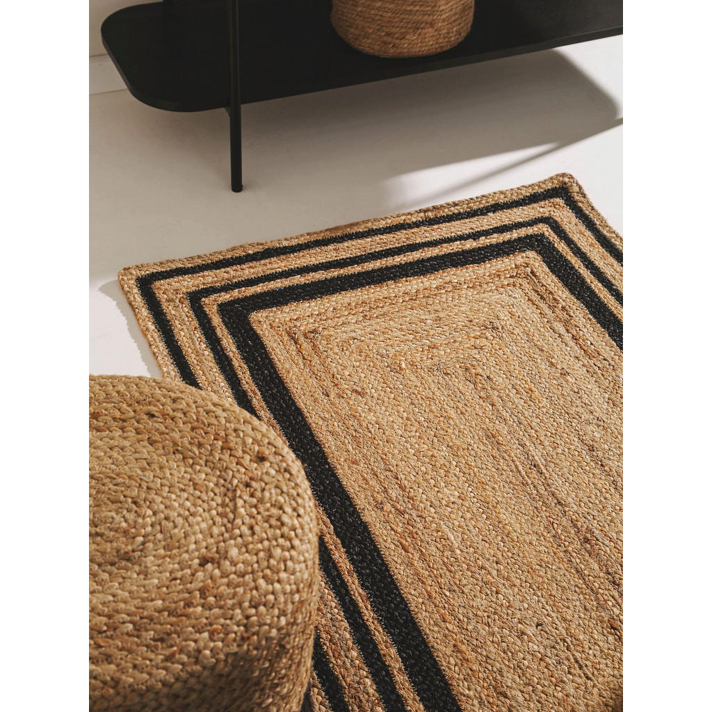 Thumbnail - benuta Pure Juteläufer, Schwarz, Textil, Beton Optik, Rechteckig, 70x200 cm, Gots, für Fußbodenheizung geeignet, Teppich...