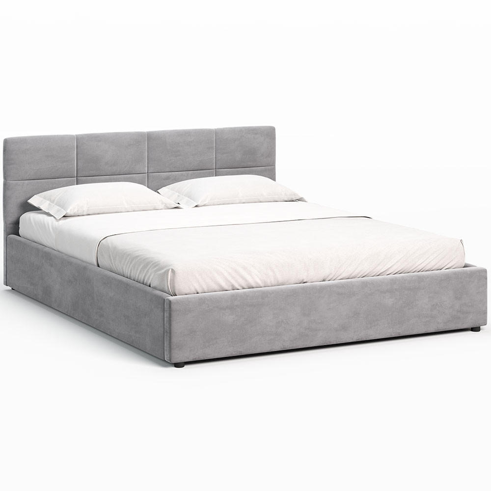 POLSTERBETT 140×200 cm mit Bettlkasten und Lattenrost Mika HLR-22 Grau Velours - Grau, Holz/Textil (140/200cm) - Jana