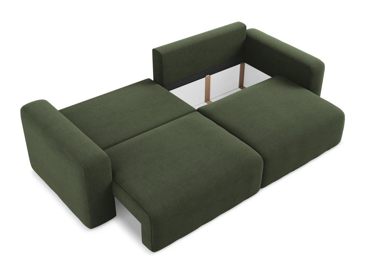 3-SITZER SOFA mit Schlaffunktion Strukturstoff Stoff Grün - Blau/Schwarz, Kunststoff/Textil (244/79/102cm) - Makamii
