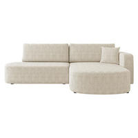ECKSOFA Zerte Cord, Seite: Rechts - Creme/Schwarz, Holz/Kunststoff (252/175cm) - MIRJAN24