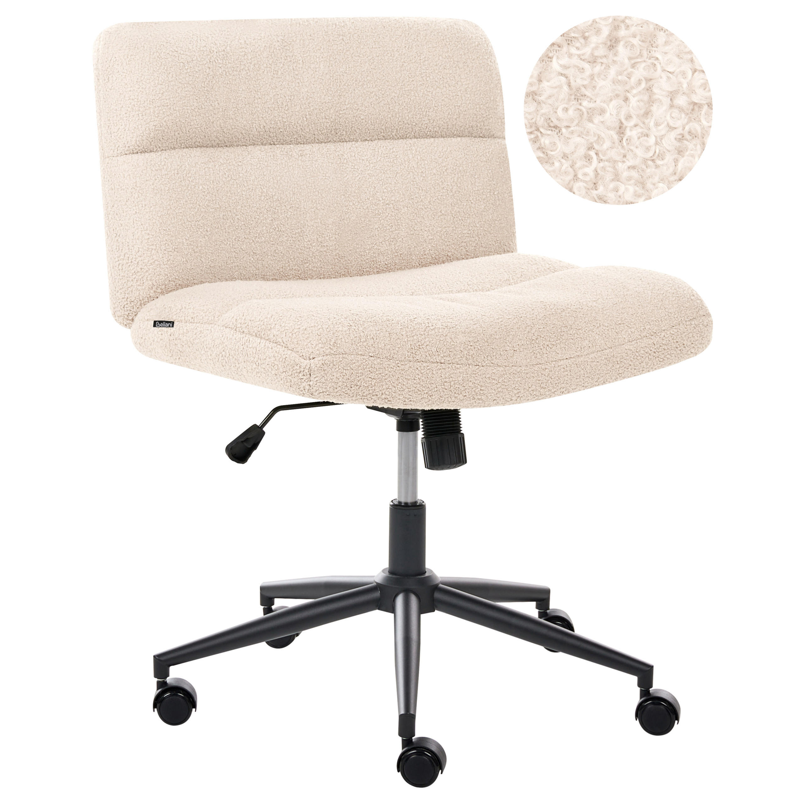 SCHREIBTISCHSTUHL Bouclé Hellbeige Catlin - Beige, Textil (64/80/68cm) - Beliani