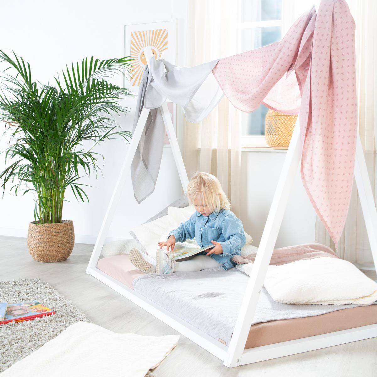 TIPPIBETT 70 x 140 cm Montessori Weiß - Weiß, Holzwerkstoff (70/140cm) - Roba