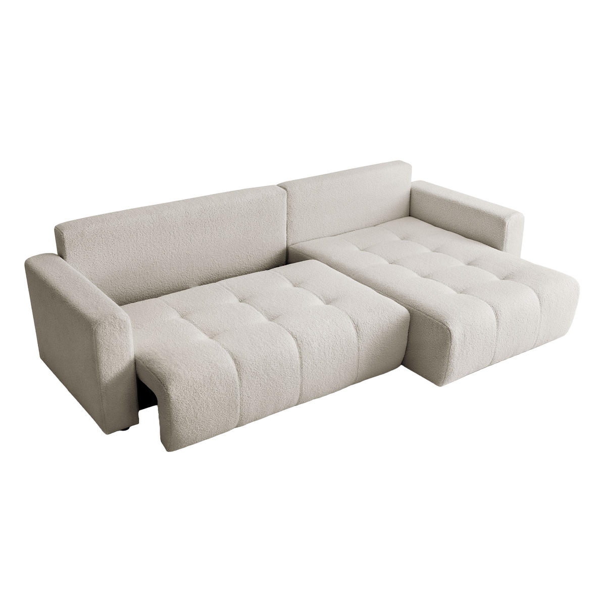 ECKSOFA WALONGO mit Schlaffunktion, Creme - Weiß, Textil (261/143cm) - Fedve