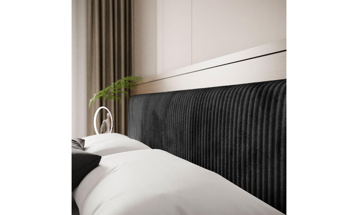 POLSTERBETT TILIA LUX 160x200 cm Tilia 100, 34 Holzlatten, Kopfteil 95 cm - Schwarz, Textil (160/200cm) - Lookway