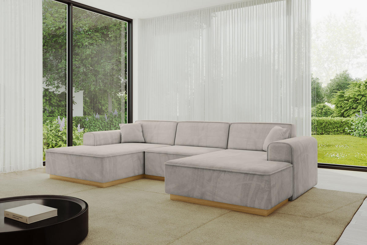 WOHNLANDSCHAFT IREA-U1-v2 - 303x171x83 cm Hellbraun - Hellbraun, Holzwerkstoff/Textil (303/83/171cm) - ALTDECOR