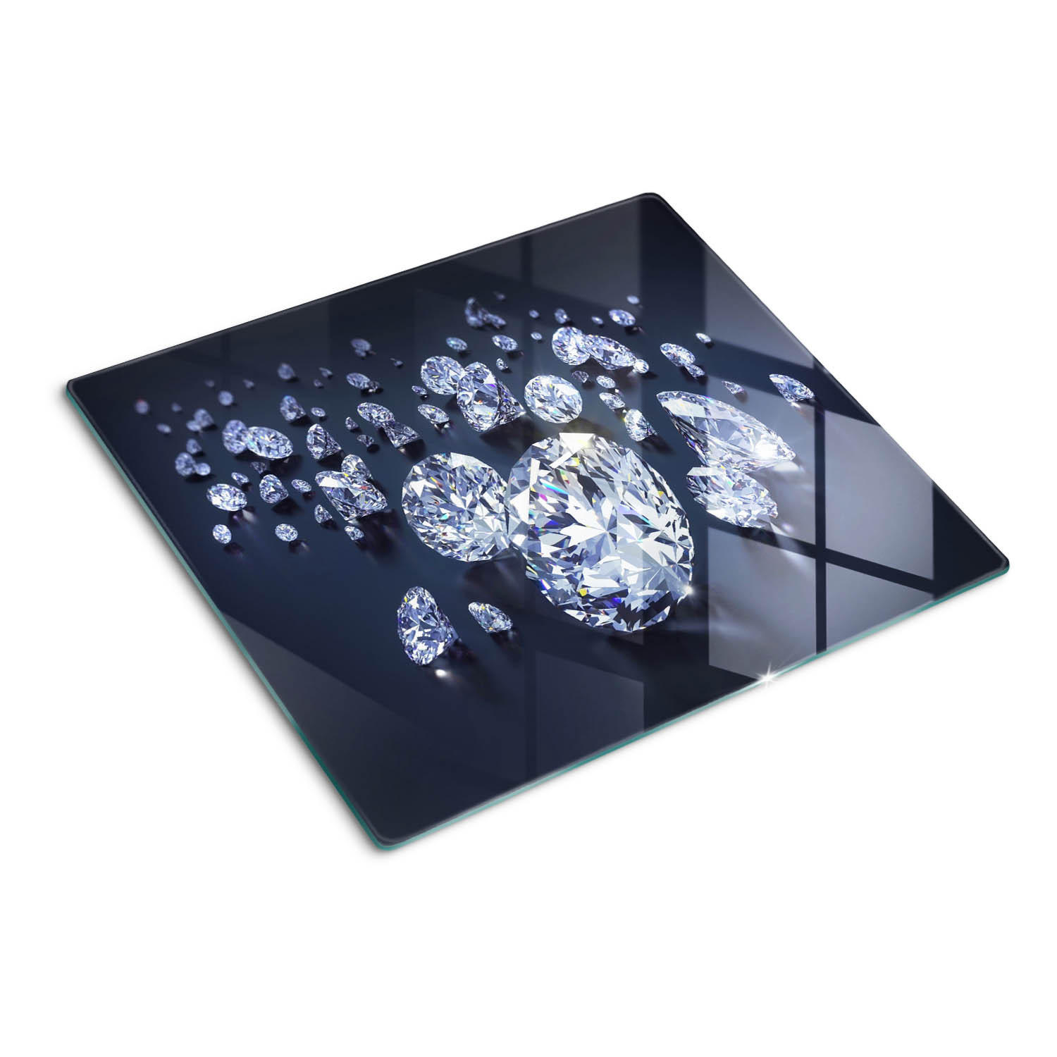 GLASPLATTE 60x52 cm Diamanten - Silberfarben, Glas (60/0.4/52cm) - TULUP