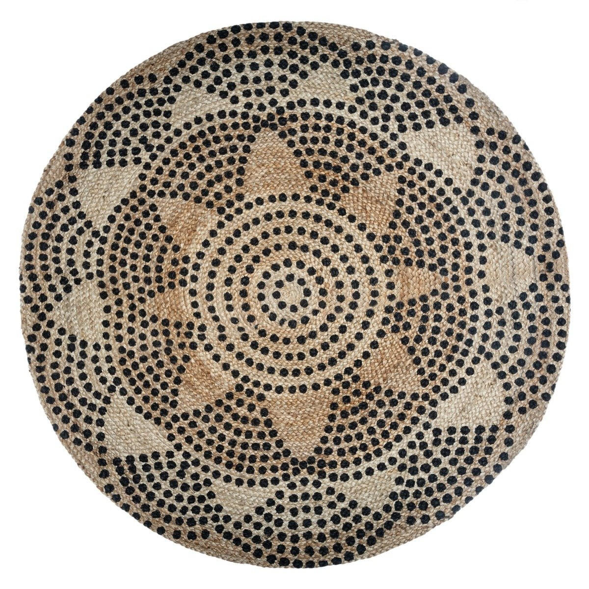 JUTETEPPICH Ø 120 cm - Beige/Dunkelbraun, Naturmaterialen (120/120cm) - Atmosphera Createur d´interieur