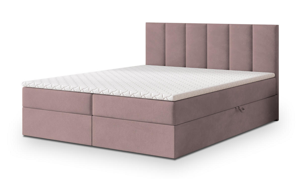 BOXBETT MERIL 140x200 cm mit Matratze und Topper - Rosa - Rosa, Holz (140/200cm) - MASSENO