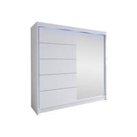SCHWEBETÜRENSCHRANK Talin III, mit RGB LED Beleuchtung - Silberfarben/Weiß, Holzwerkstoff/Metall (180/215/58cm) - MIRJAN24