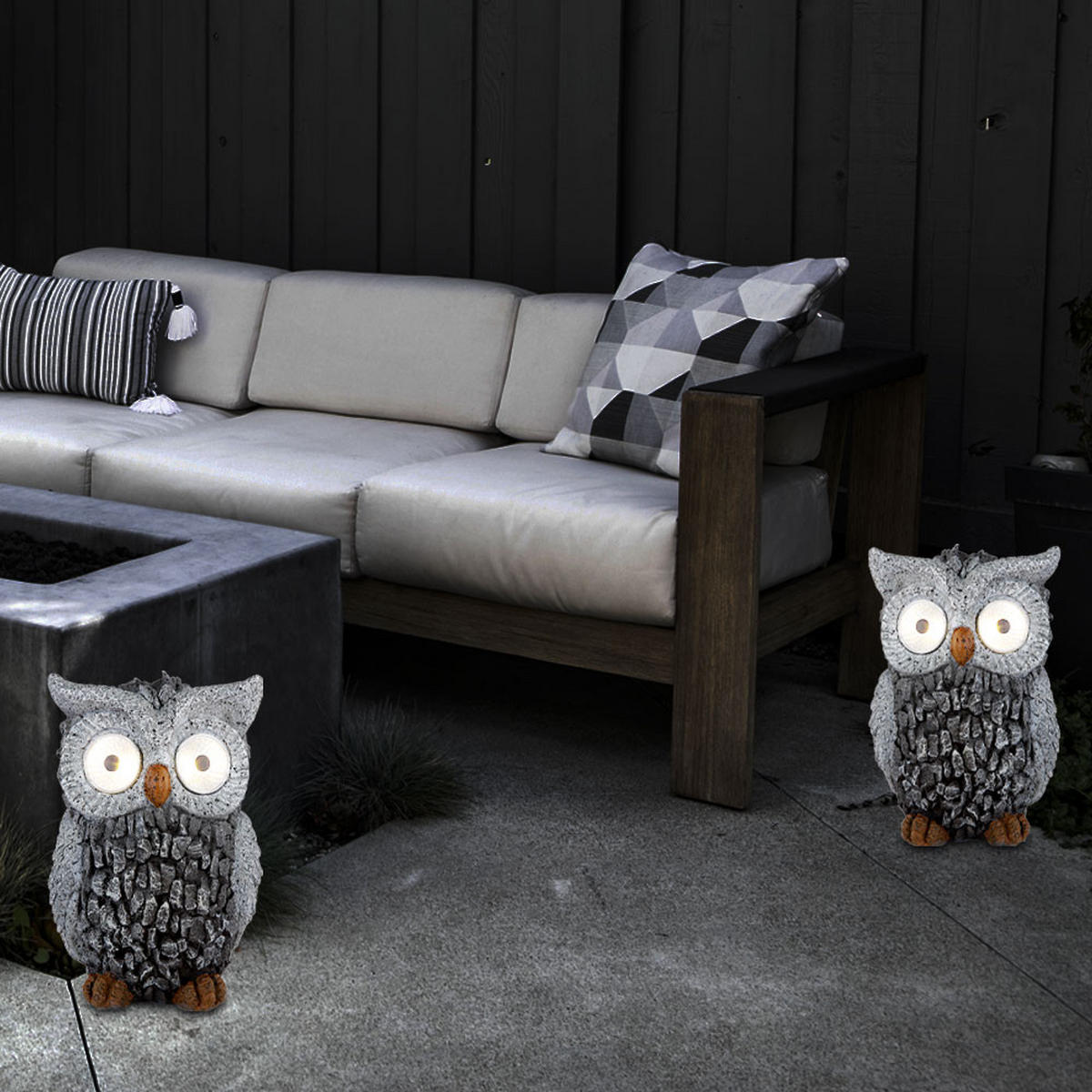 LED AUSSENLEUCHTE Steinoptik Grau 2er Set - Grau, Kunststoff (13.5/11.5/19.5cm) - Globo Lighting