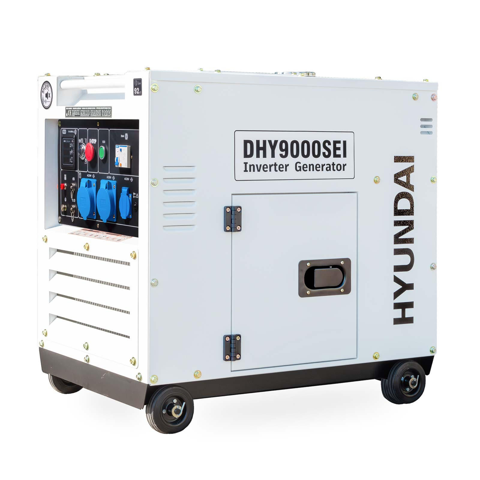 DIESEL Inverter Generator DHY9000SEi – 6,5 kW E-START, ATS-Anschluss, SINUS-Strom - Weiß, Metall (80/52.5/74cm) - HYUNDAI