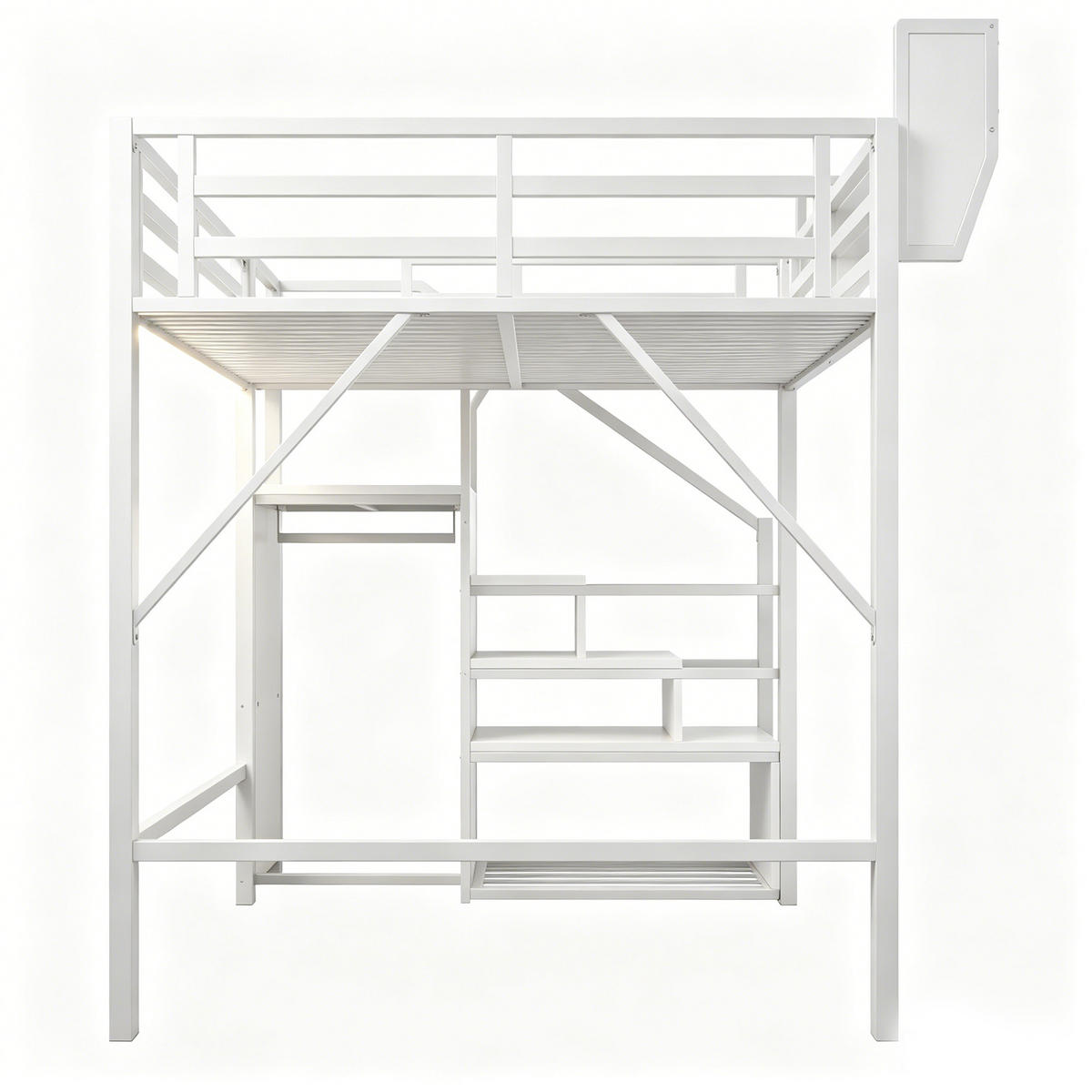 HOCHBETT mit LED-Lichtstreifen 140x200 cm Metall Weiß - Weiß, Metall (140/200cm) - Meubliv