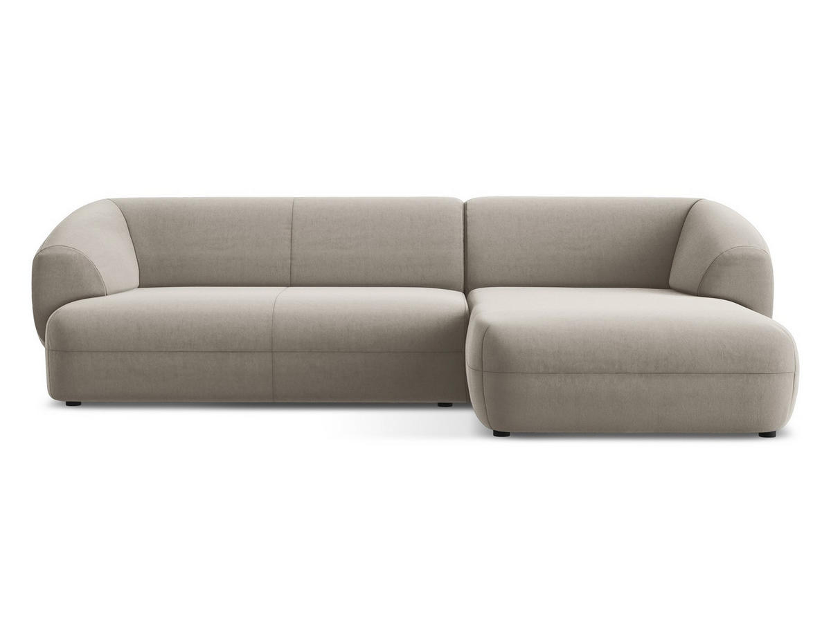 ECKSOFA Rechts Samt Stoff Grau - Taupe/Schwarz, Kunststoff/Textil (280/156cm) - Makamii