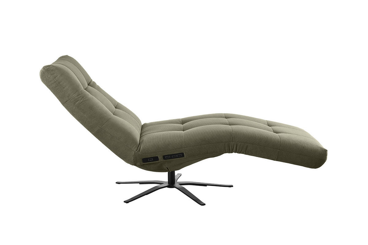 RELAXLIEGE LETICIA Grün Cord - Schwarz/Olivgrün, Textil/Metall (82/115/156cm) - KAWOLA