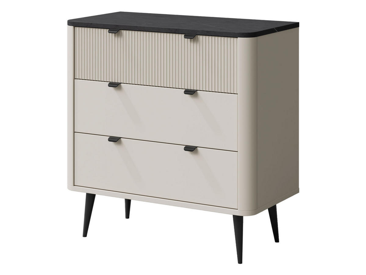 KOMMODE Marly 3S RE11 - Kaschmir/Schwarz, Holzwerkstoff/Metall (90/82/40cm) - MIRJAN24